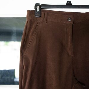 Vintage Jenny Buchanan Faux Suede Brown High Waist Taper Pants - Size 8